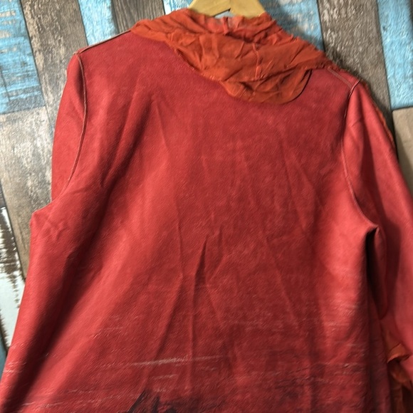 Medium heavy artsy removable scarf soft brushed long jacket top - Picture 13 of 16